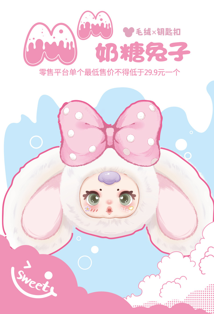Cute and creative milk candy plush figurines, MM milk candy second-generation plush pendants, blind boxes, cartoon plush ornaments wholesale pic 1