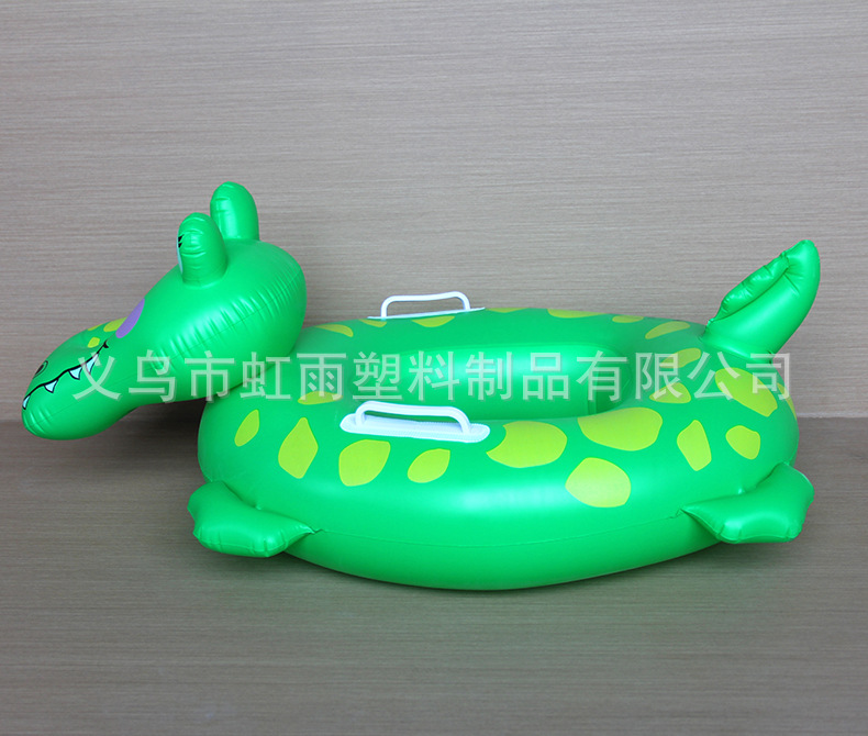 新品加厚鳄鱼儿童游泳圈卡通动物造型PVC充气游坐圈适合户外游泳安全防滑详情5