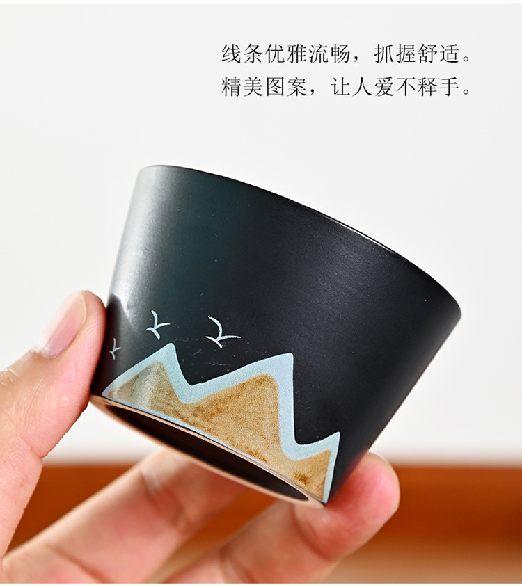 New Chinese-style five-color cups, thousand-mile river tea cups, ceramic tea sets, tea tasting cups, complete set of business small gifts pic 12
