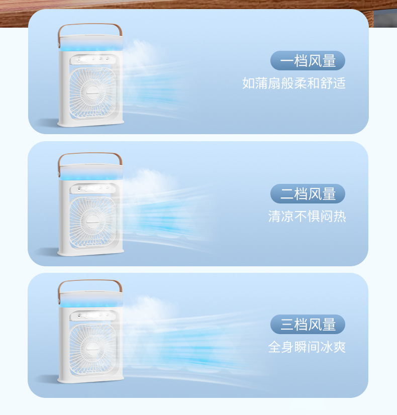 跨境多功能家用喷雾风扇加湿器水冷空调扇USB桌面喷雾风扇C72详情8
