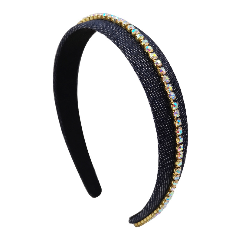 Qiwei Accessories Exclusive Qiwei Accessories Exclusive European and American cross-border hair accessories Denim High-end drill bit headband for women pic 9
