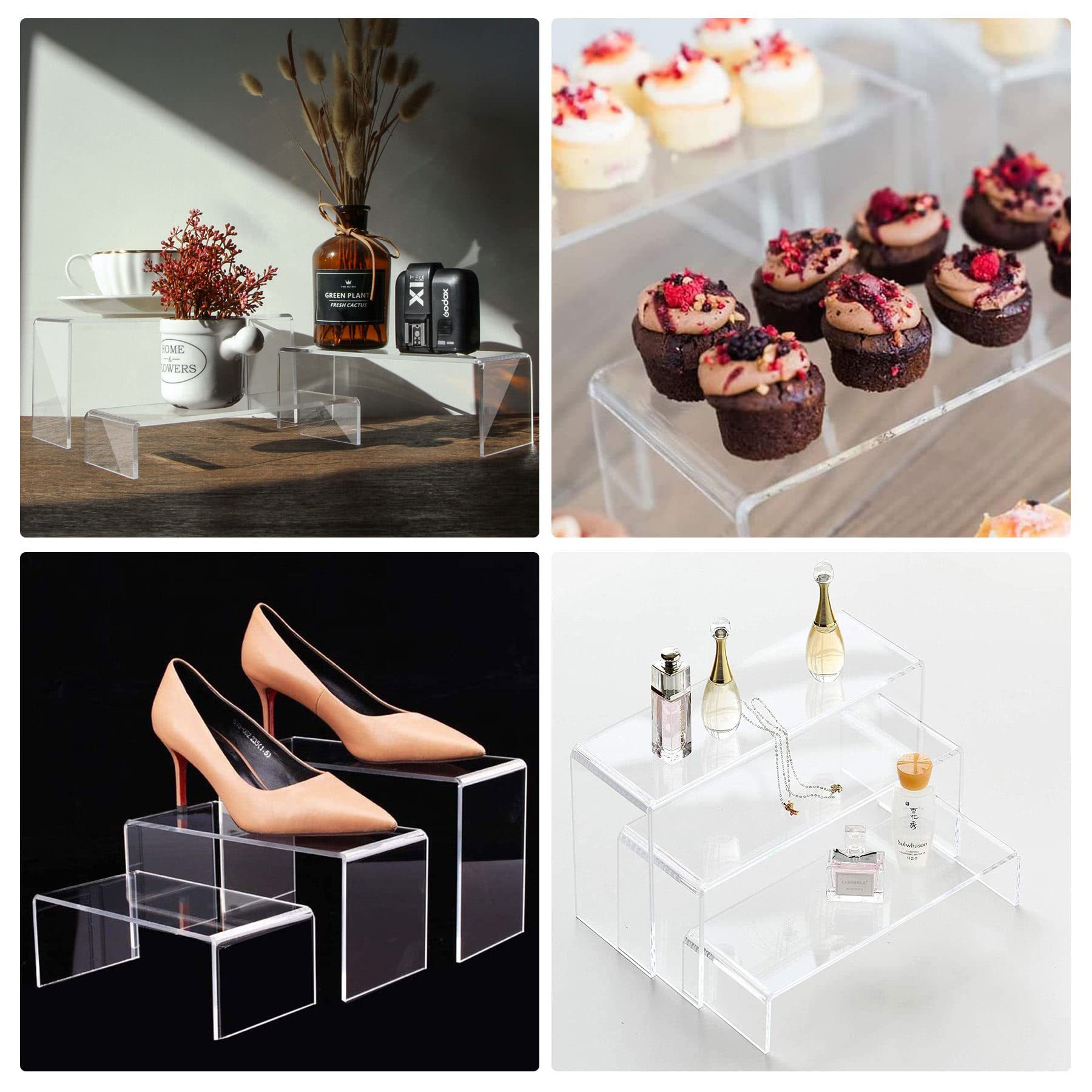Acrylic U-shaped display stand, transparent shoe bracket, storage rack, hot-bent cosmetics and jewelry display stand, display table, beauty accessories, desktop display base, shoe store goods display bracket, jewelry display item storage and display support pic 10