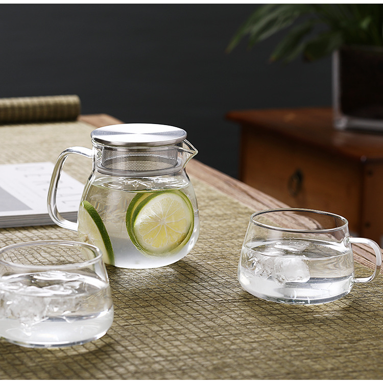 Japanese-style simple glass teapot with a filter screen, a household one-person drinking cold water kettle, and the water cup can be heated pic 13