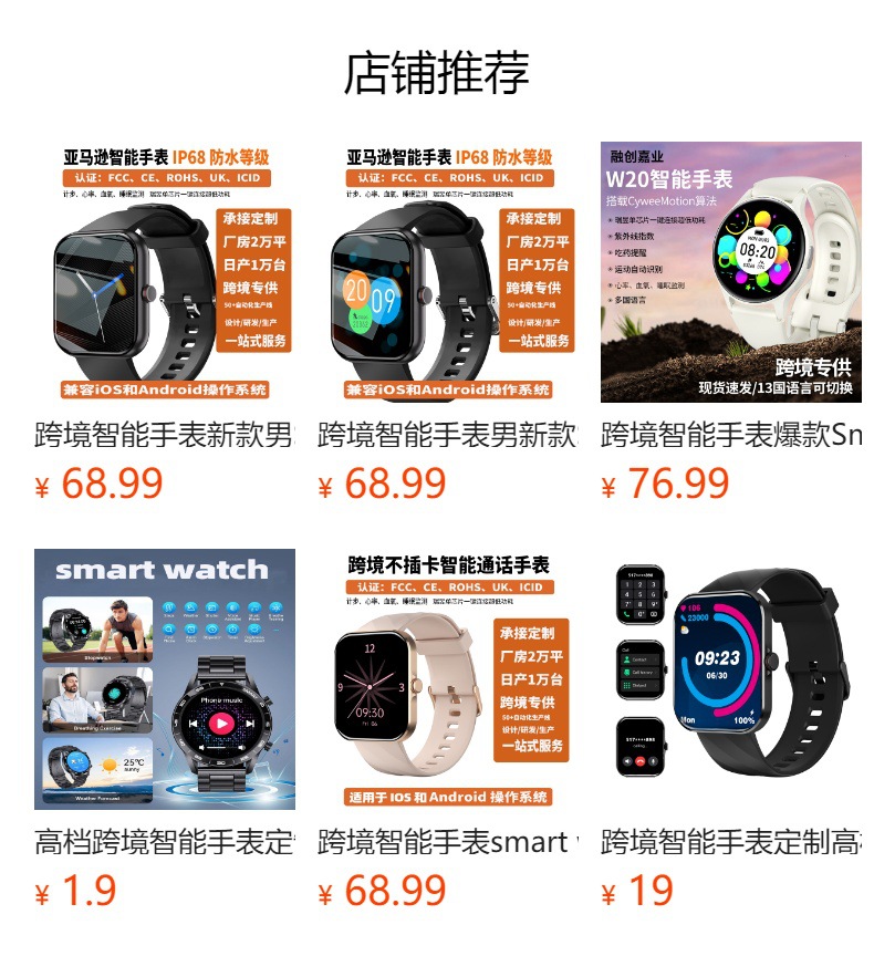 W30亚马逊畅销GPS智能手表健康心率监测防水蓝牙通话手环加工生产详情1