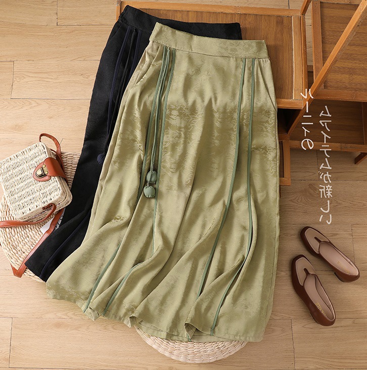 New Chinese-style retro horse face skirt, daily commuting, petite summer thin high-waisted slimming A-line skirt, Chinese trend pic 2