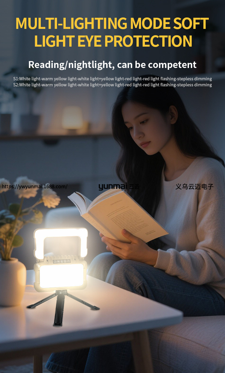 跨境新品多光源露营灯180度折叠多功能野营照明灯超大容量工作灯电筒详情11