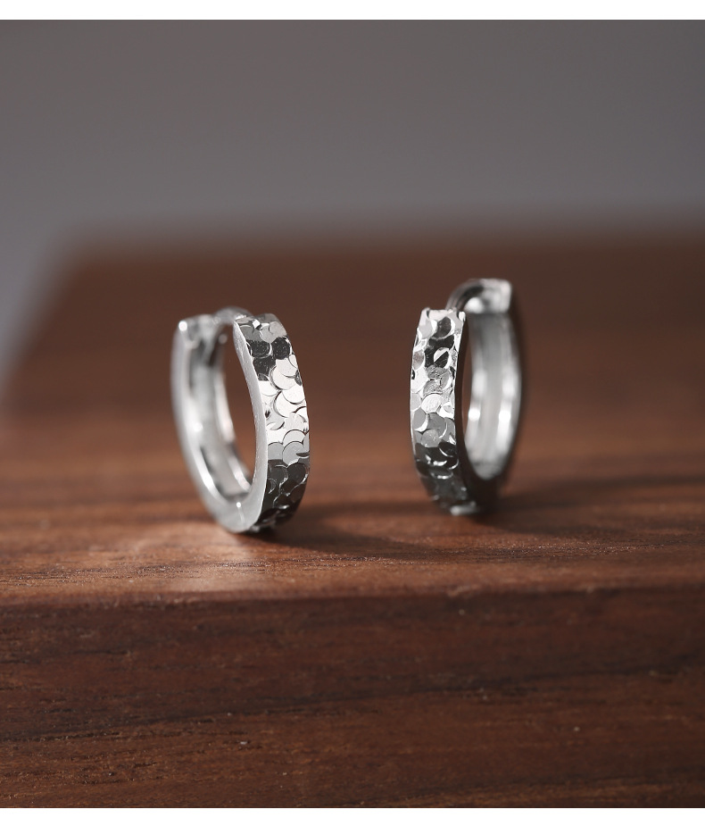 925 sterling silver crushed ice earrings for women, simple, light luxury, fashionable, Hong Kong style, individual and exquisite, sparkling earrings 0140B pic 6