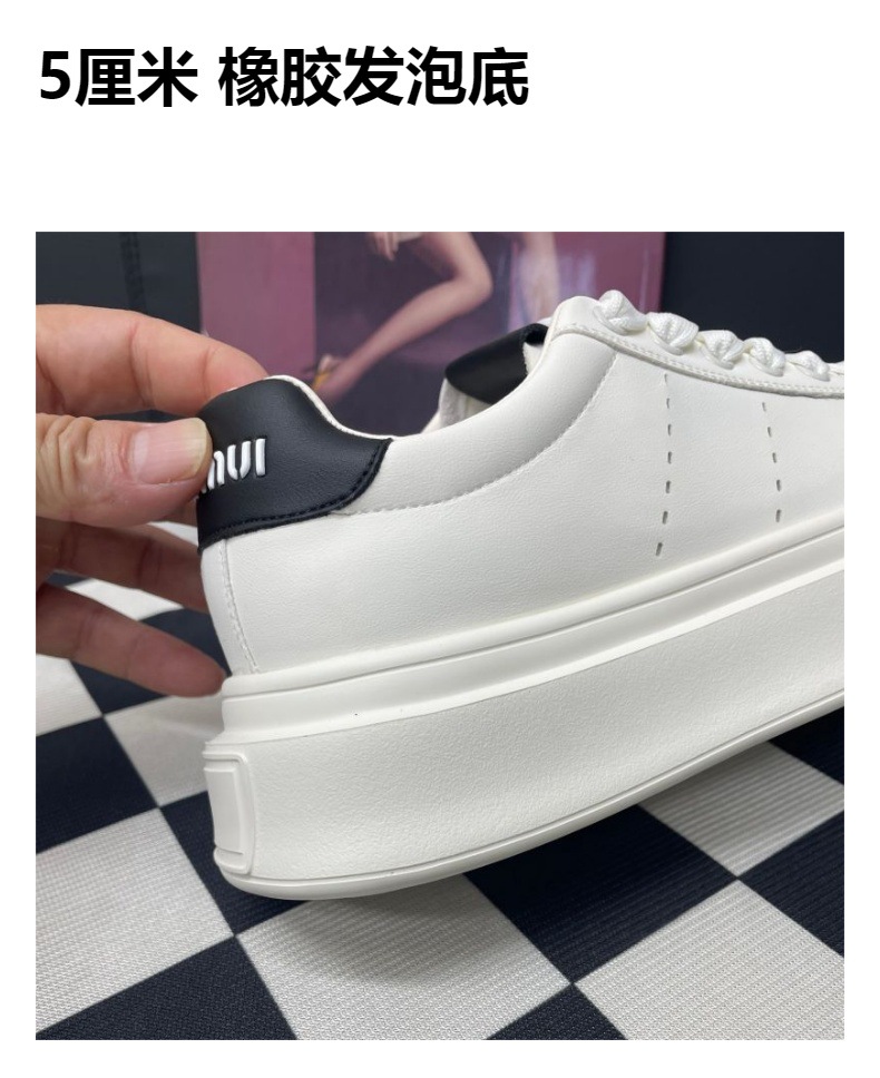 发泡底真皮小白鞋女2024春秋新款简约百搭厚底板鞋休闲学院风女鞋详情6
