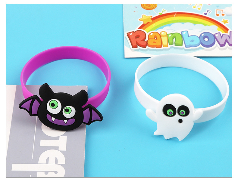 跨境爆款万圣节硅胶环南瓜蝙蝠幽灵儿童手腕带派对玩具现货批发详情4