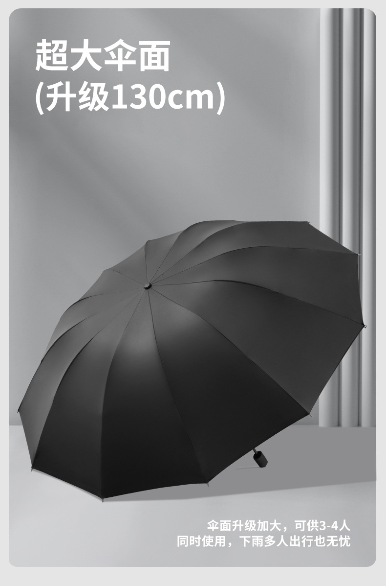 手动雨伞加大加厚加固防暴雨折叠伞晴雨两用遮阳伞女批发定制耐用详情4