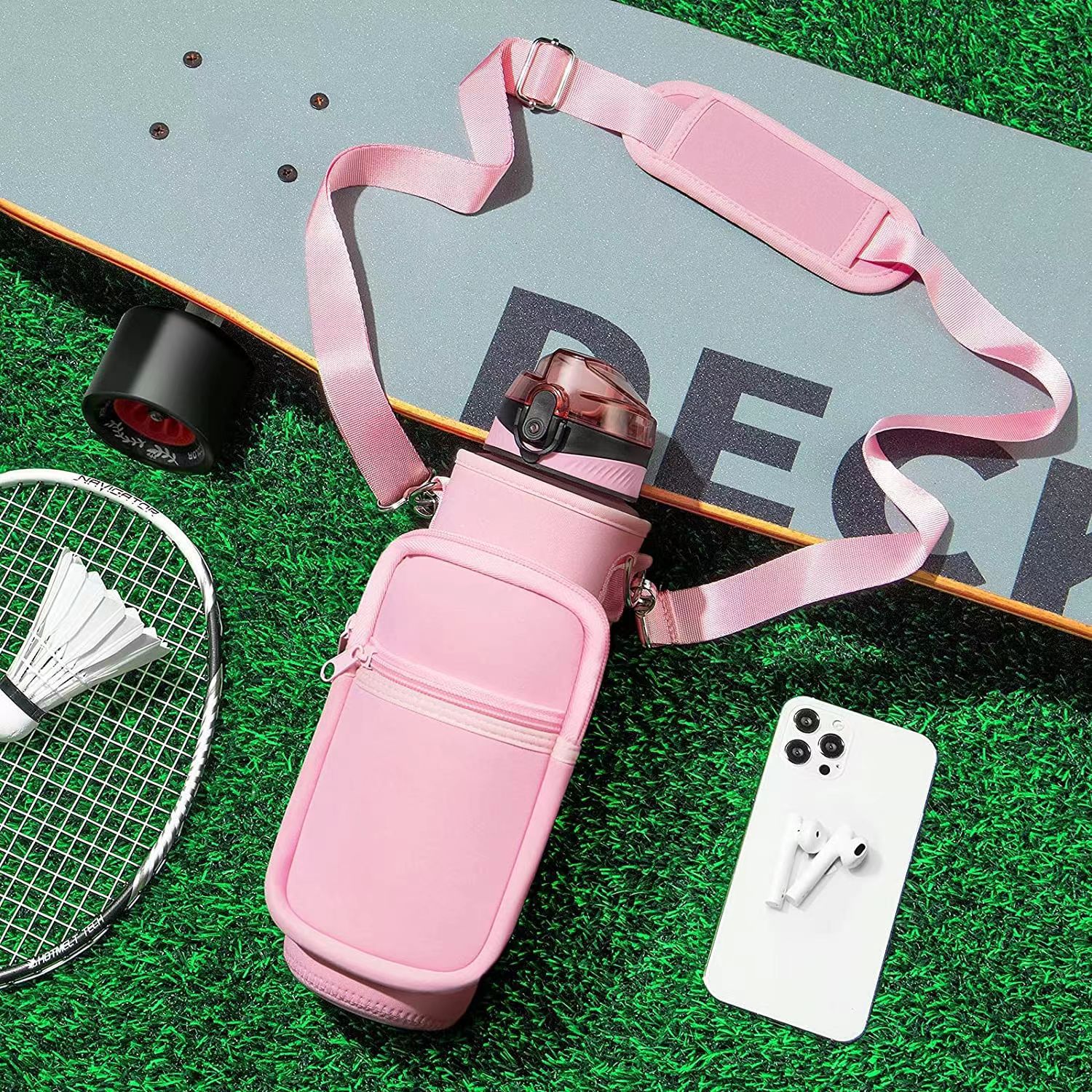 Wholesale SBR diving material outdoor sports water bottle cup covers, hand-held shoulder strap portable thermos flask protective covers from the manufacturer pic 16