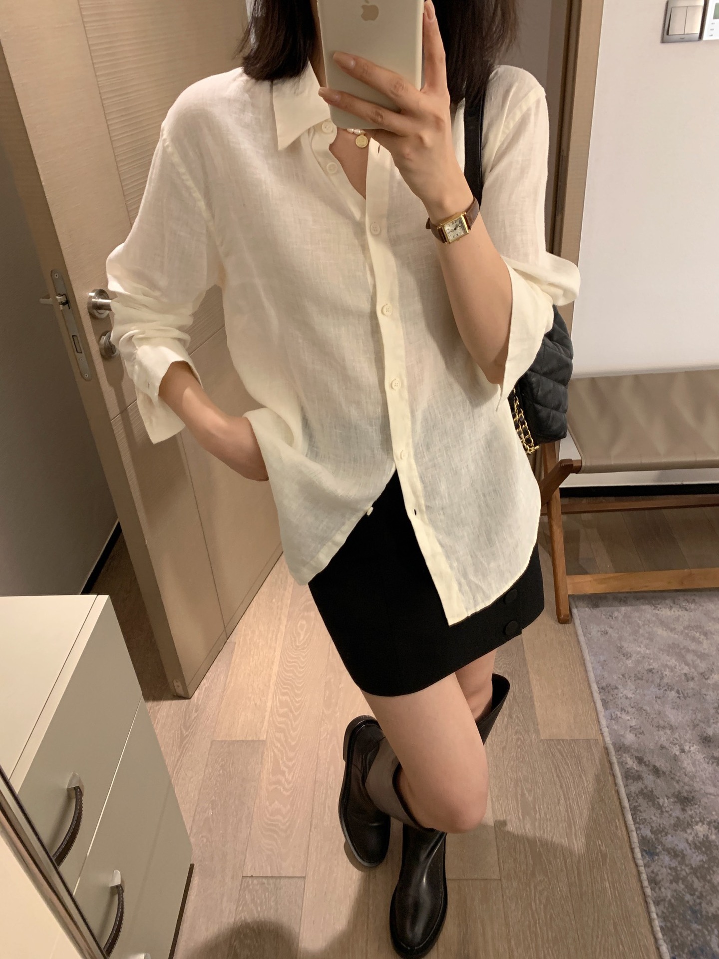 020810 春季新款女士刺绣亚麻平纹纯色简约宽松通勤舒适衬衣衬衫详情17