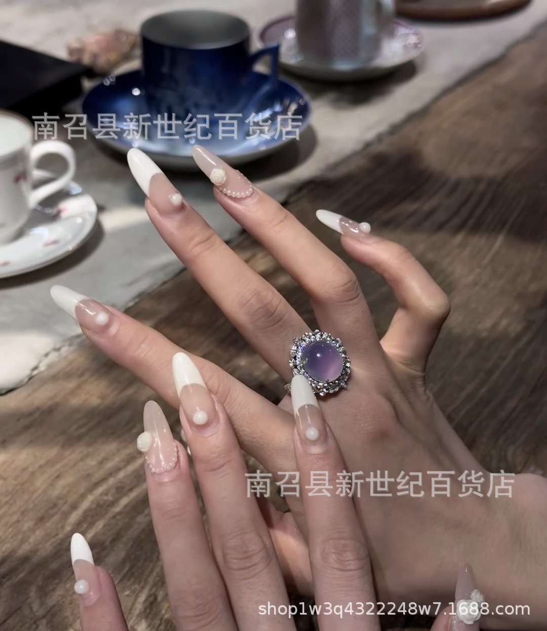 厂家直销 天然高冰紫玉髓玛瑙玉髓女士鸽子蛋戒指 轻奢镶嵌高级感 配套项链 精美礼盒包装详情4