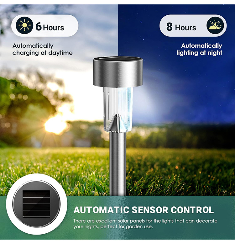 Cross-border solar stainless steel small tube lamp, outdoor waterproof courtyard ground insert lamp, garden landscape solar lawn lamp pic 12