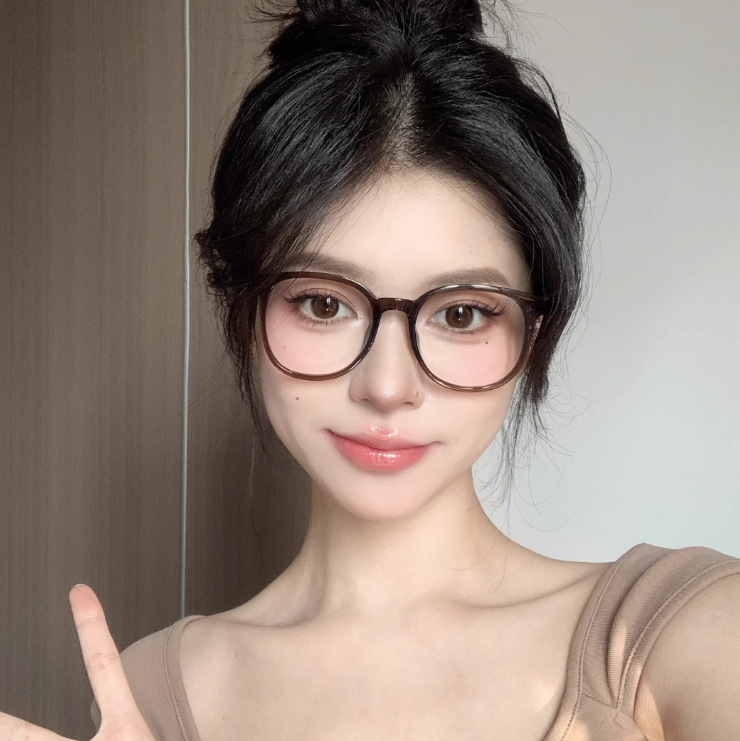 超轻素颜防蓝光眼镜架女大框网红茶色大脸显瘦配有度数冷眼镜框详情6