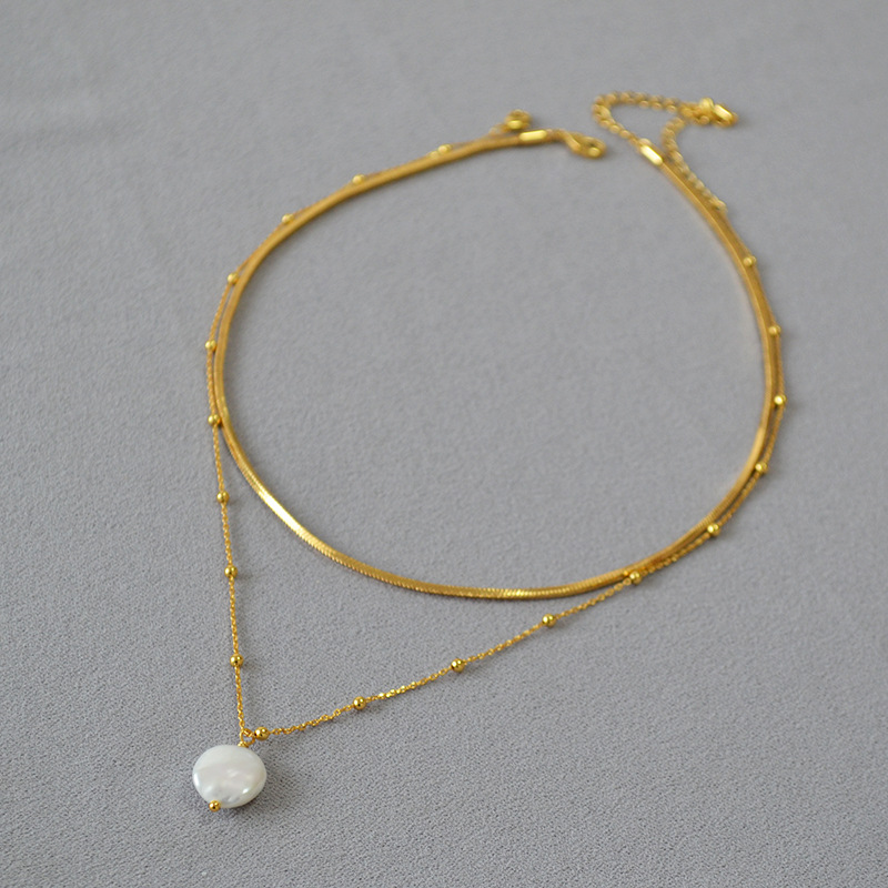 白百何李一桐巴洛克珍珠项链女叠戴蛇骨链设计高级感锁骨链详情3