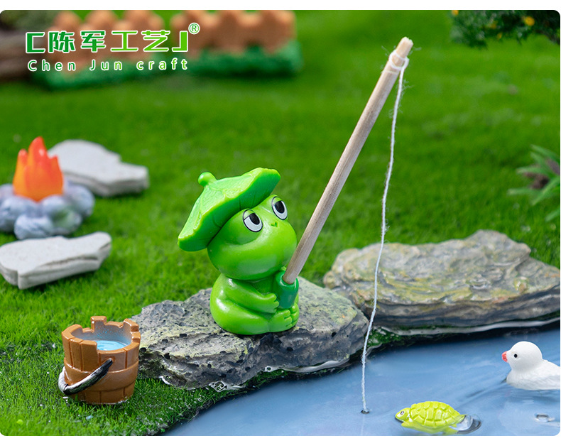 Creative fishing fish, frog, panda figurines, cute fish tank landscaping diy decorative accessories, micro-landscape small ornaments pic 5