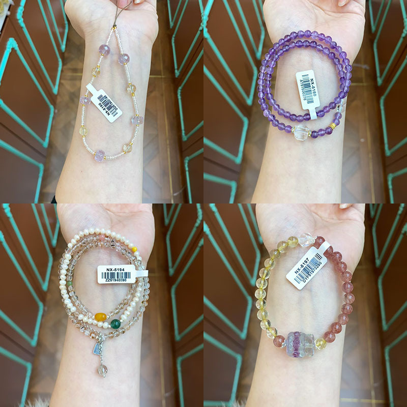 天然水晶月光石珍珠碧玉蓝水翡翠绿松石手串项链详情1