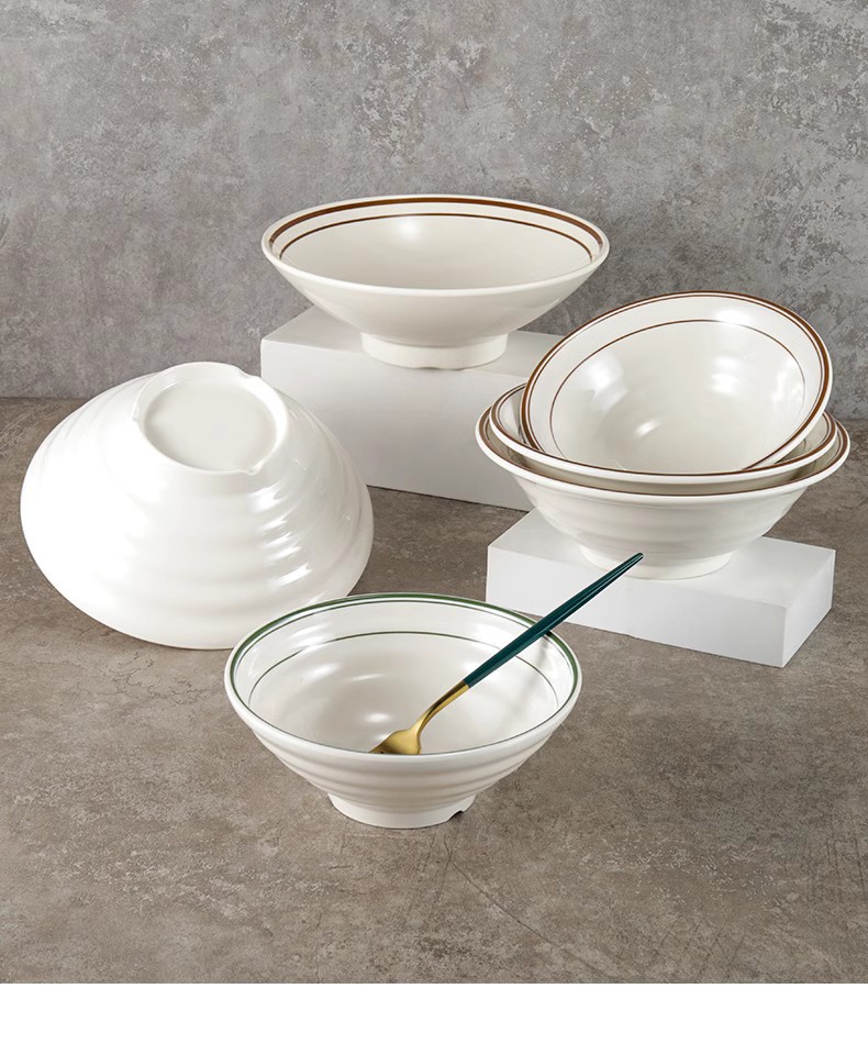 Melamine tableware, ramen bowls, commercial creative bamboo hat bowls, imitation porcelain plastic beef noodle soup bowls, rice noodle bowls, spicy hot pot large bowls pic 11
