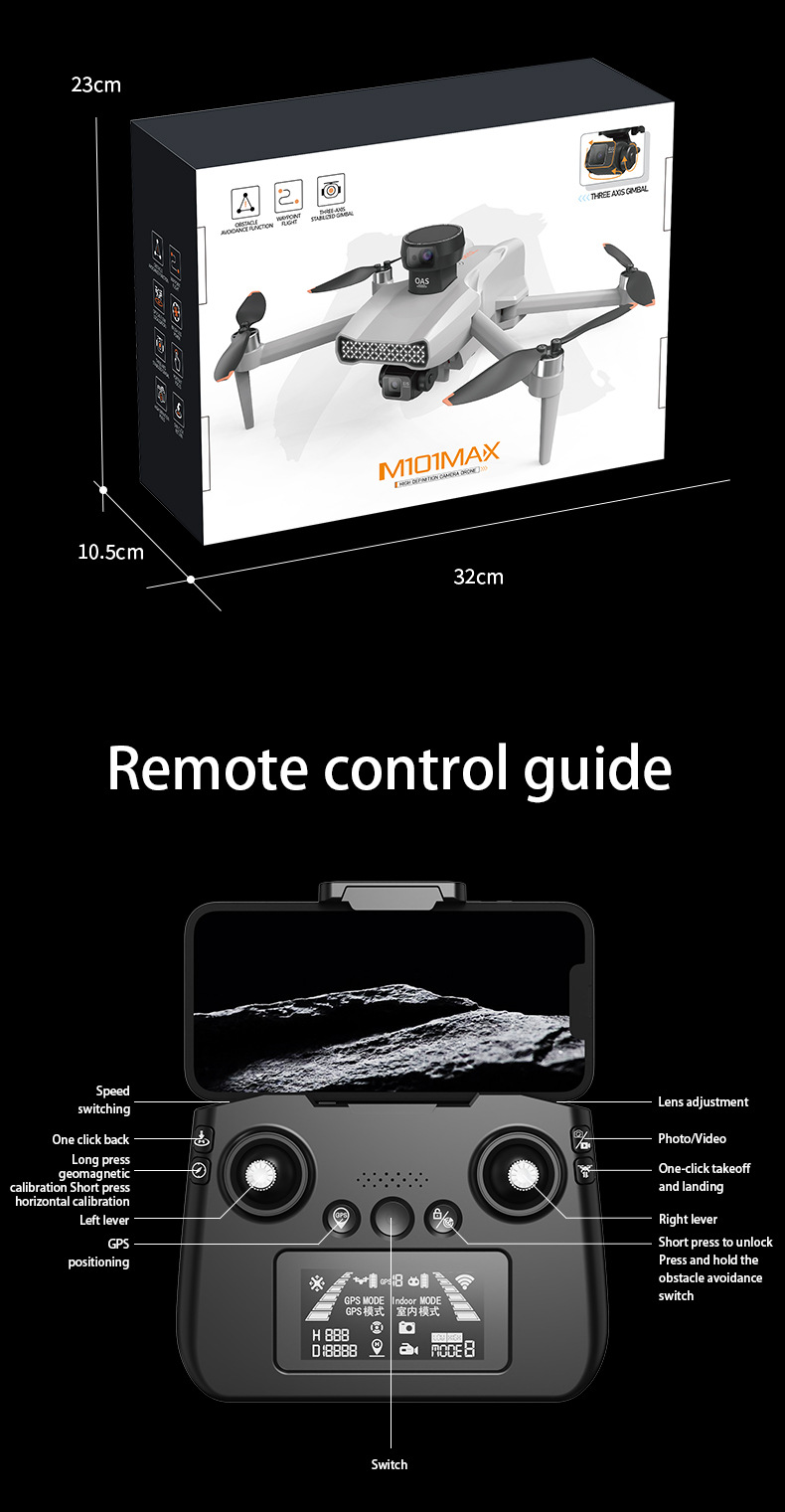 Cross-border unmanned aerial vehicle three-axis gimbal GPS positioning automatic return, brushless high-definition aerial photography, laser obstacle avoidance remote control screen pic 34