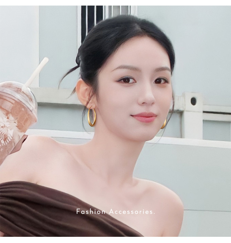 大圆圈螺旋耳夹女款2024新款爆款素圈高级感无耳洞耳环方圆脸耳饰详情9