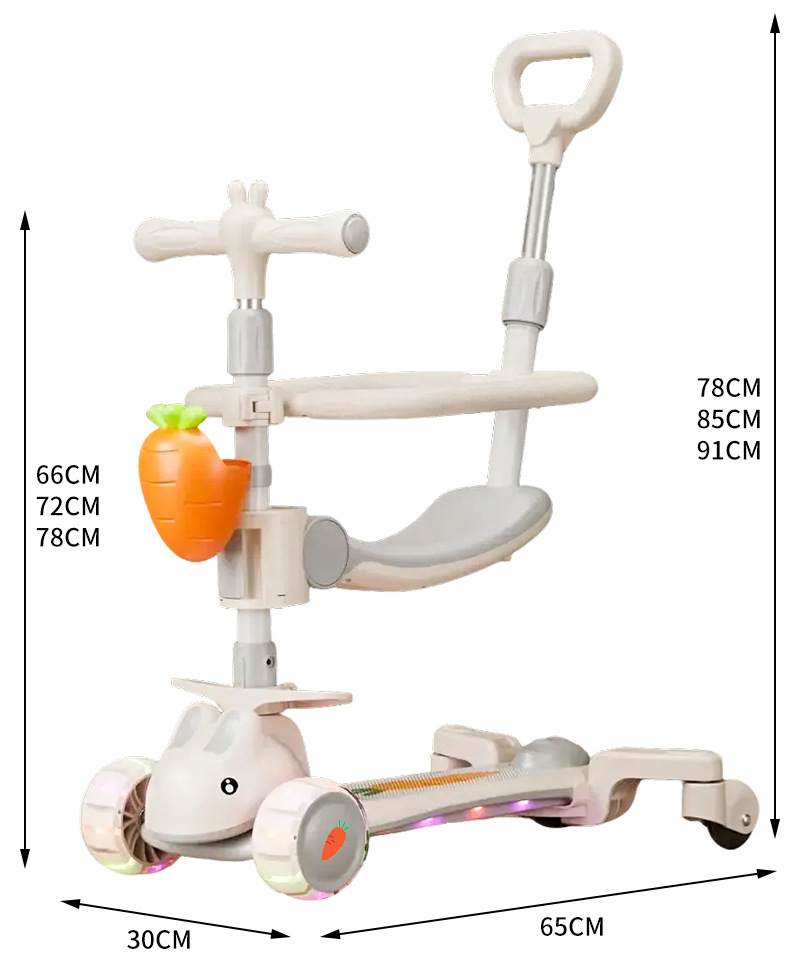多功能儿童滑板车可坐可滑行一键折叠踏板车带音乐灯光玩具滑行车详情33
