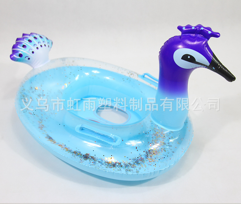 亮片孔雀艇水上充气儿童玩具座圈带翅膀防侧翻游泳圈婴儿坐圈批发详情4