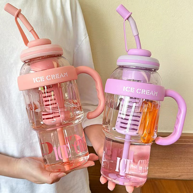 Large-capacity tea and water separation 40OZ plastic cup, summer high appearance level ice cup, portable straw cup, student big belly cup pic 18