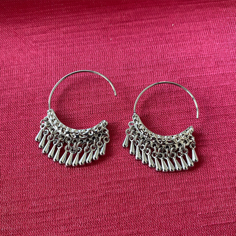 赵露思同款复古小众设计水滴流苏民族风耳环ins波西米亚旅行耳饰详情2