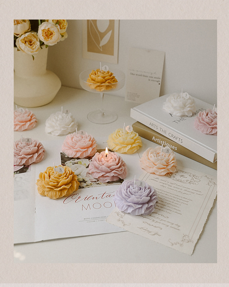 香氛伴手礼牡丹花造型蜡烛摆件氛围感礼物母亲节创意香薰蜡烛定制详情3