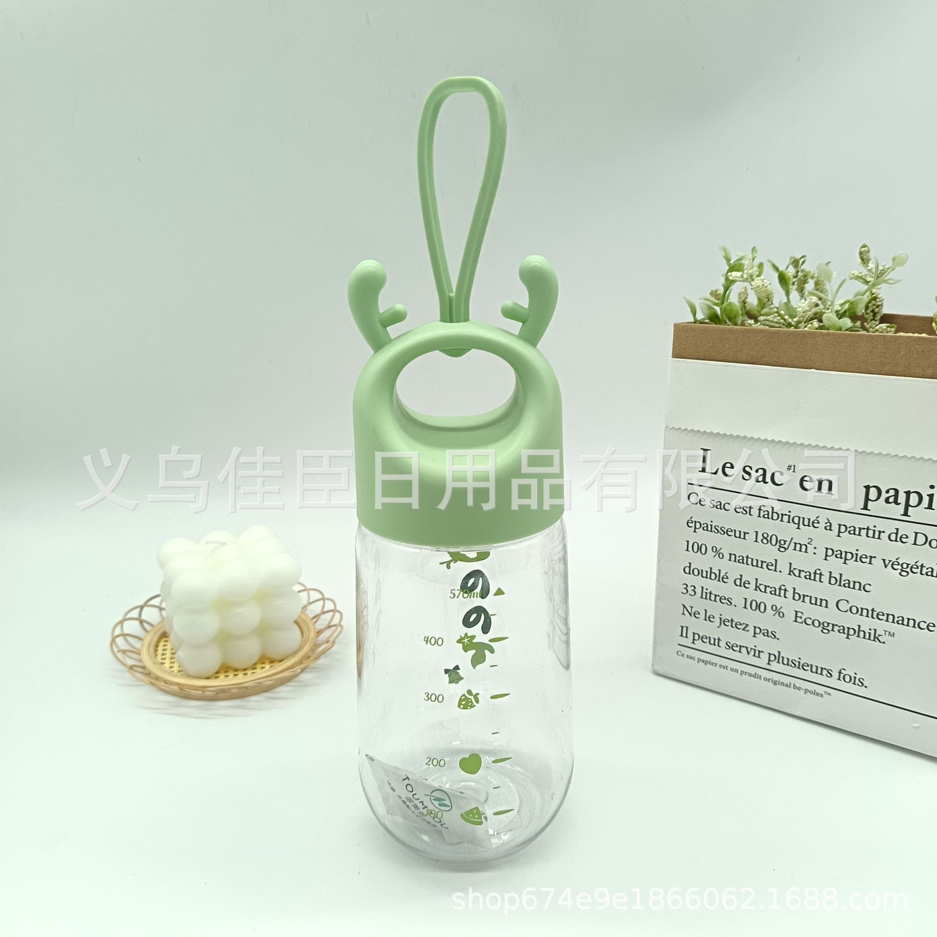 New cute and portable antler drinking water cups for cross-border wholesale, children and students, InS-style cartoon and Internet celebrity bestsellers, lifting ropes pic 3