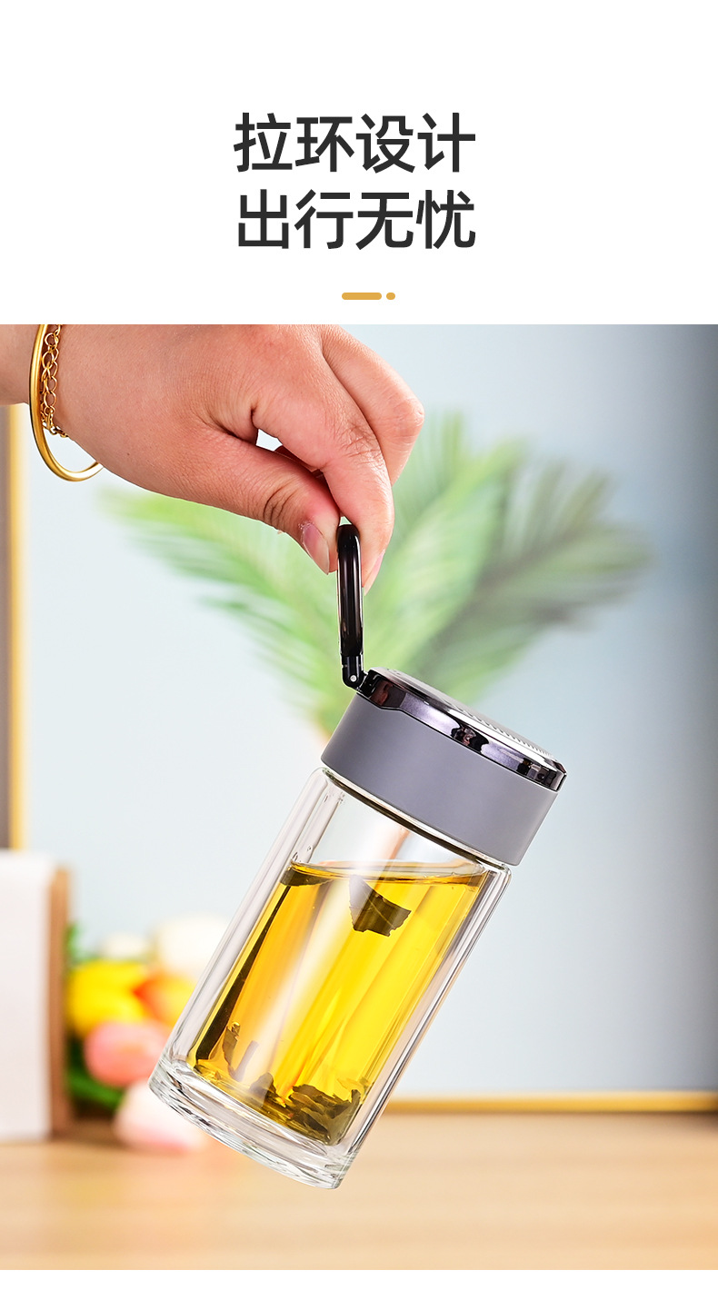 玻璃杯高级感玻璃无铅杯子家用带盖高硼硅双层新款高颜值水杯批发详情18