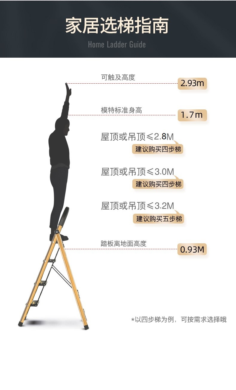Household indoor folding anti-slip reinforced aluminum alloy ladder, single-side ladder, five-step ladder, thickened a-frame ladder, climbing aluminum ladder pic 22