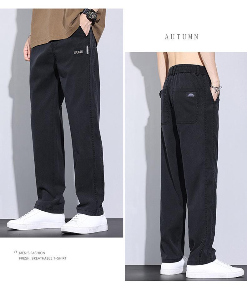 啄木鸟冰丝休闲裤子男士夏季薄款潮牌宽松天丝柔软牛仔五分长裤详情26