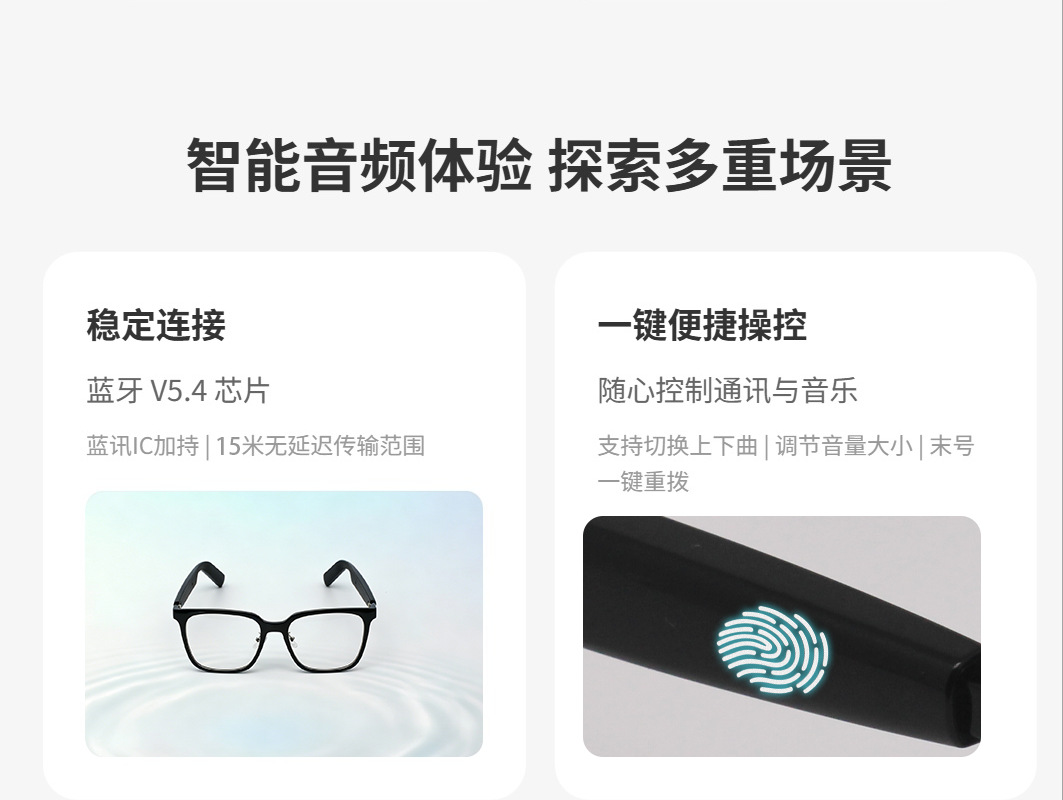 aemai新款跨境智能眼镜蓝牙眼镜变色防紫外线听歌通话透明换镜片详情8