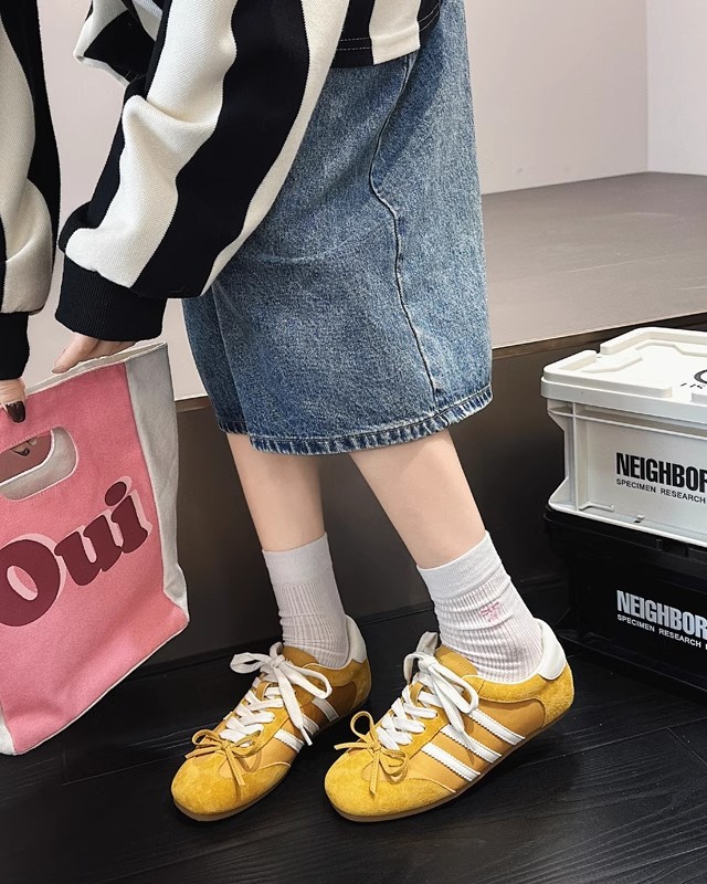 真皮德训鞋子女鞋百搭软底单鞋2025夏季新款透气休闲运动鞋阿甘鞋详情11