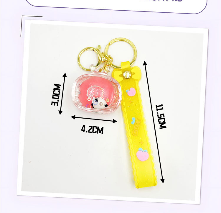 入油亚克力漂浮公仔熊猫钥匙扣流沙钥匙链包包挂件挂饰小礼品批发详情3