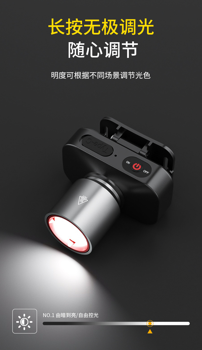 Cross-border best-selling aluminum alloy portable headlamp, multi-functional long-lasting flashlight for outdoor lighting, hand wave sensor pic 9