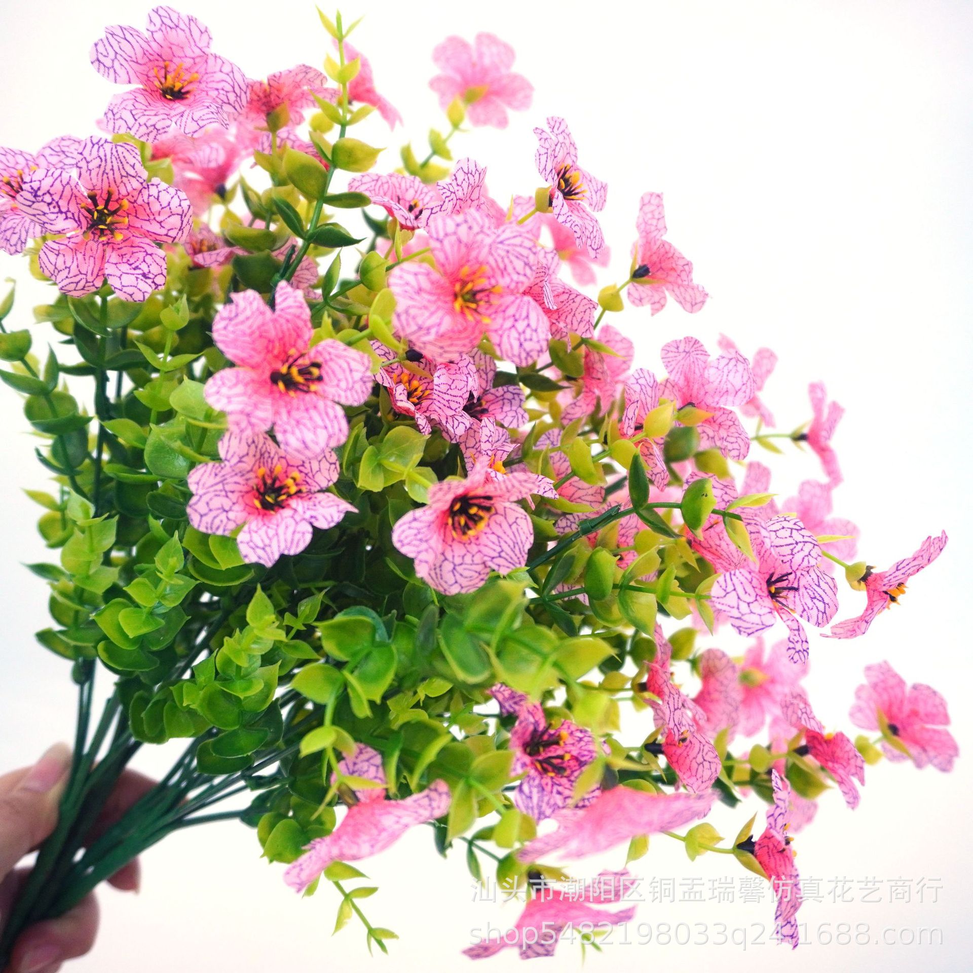 跨境亚马逊TEMU尤加利紫罗兰丝印布花仿真花婚庆户外装饰假花摆件详情18