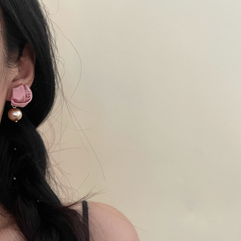 法式温柔玫瑰珍珠耳环气质高级感小众设计耳饰925银针甜美时尚女~详情16