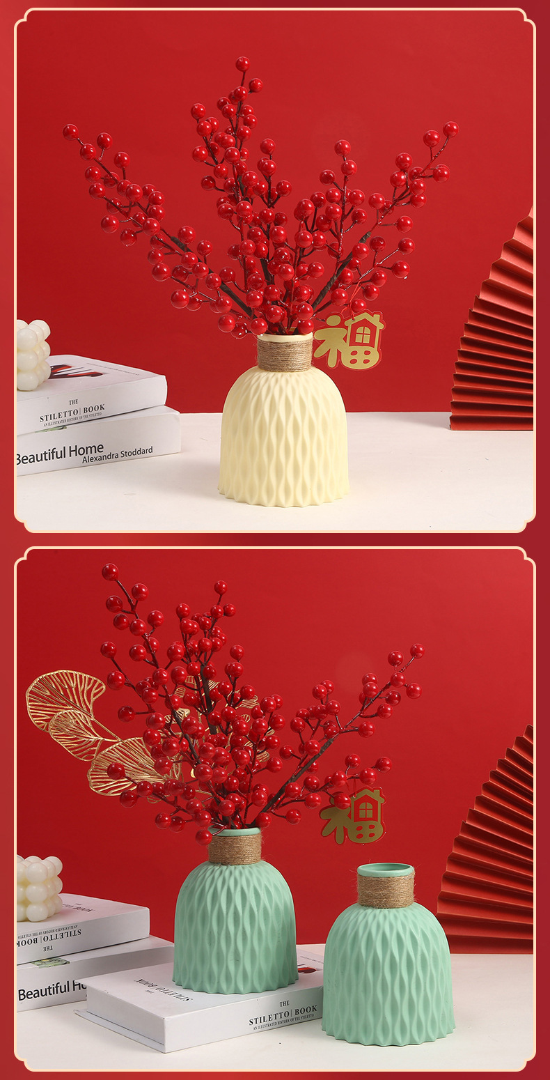 Wholesale of direct sales of imitation ceramic plastic decorative vases, PP living room ornaments, pineapple pattern flower POTS and imitation vases pic 16