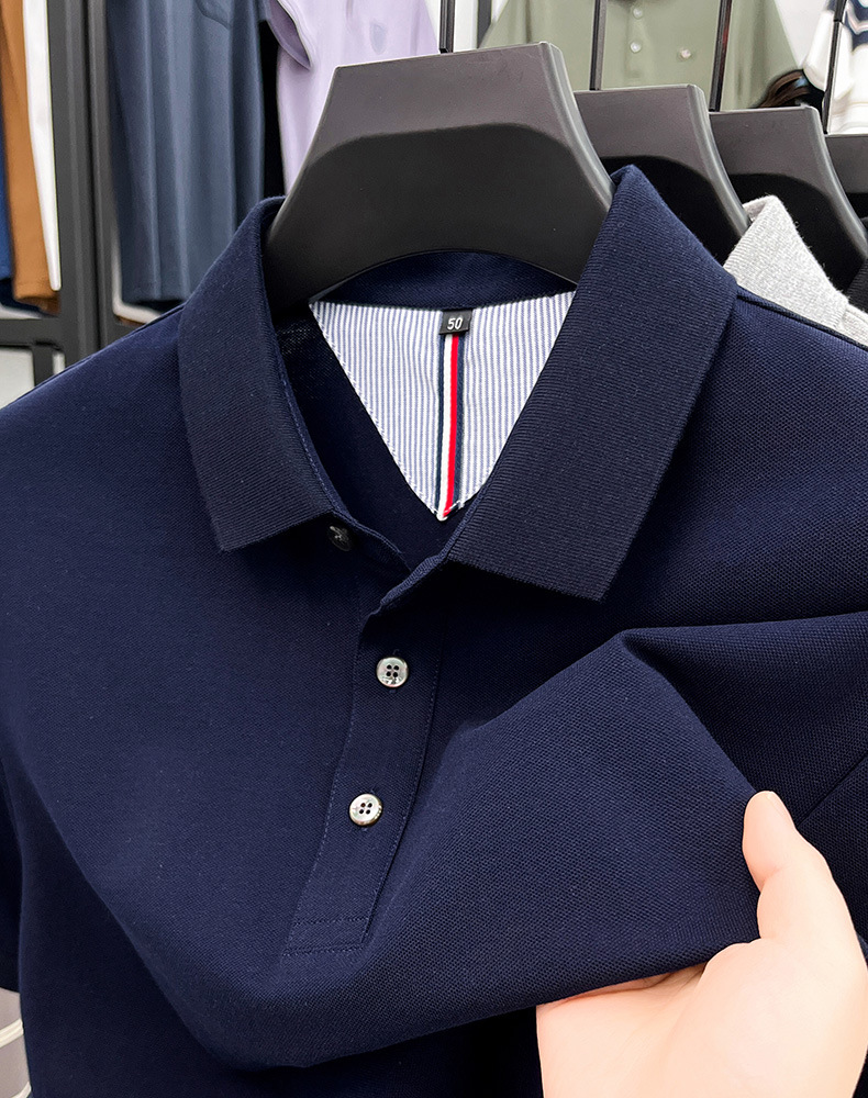 细珠地纯棉polo衫短袖男夏季新款中年纯色商务休闲翻领男士t恤详情31