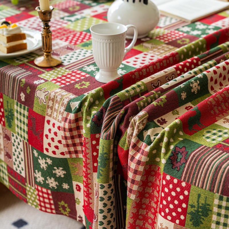 乐轩秀红色新年圣诞节桌布提花加厚轻奢高级氛围感长方形餐桌台布详情25