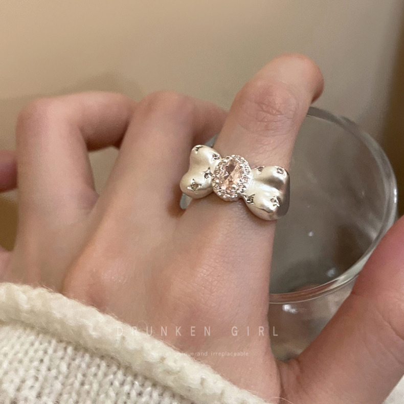 甜心公主~蝴蝶结戒指女2025年新款时尚个性尾戒哑光甜美开口指环详情5