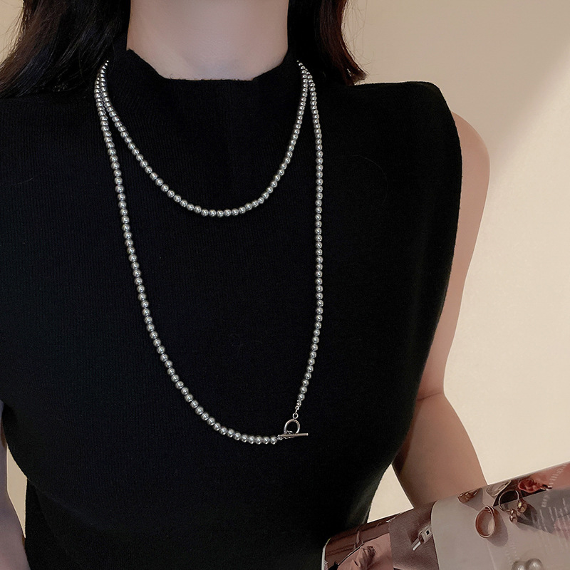 Irregular long pearl necklace, French light luxury style, sweater chain, niche simple and high-end necklace wholesale for women pic 75