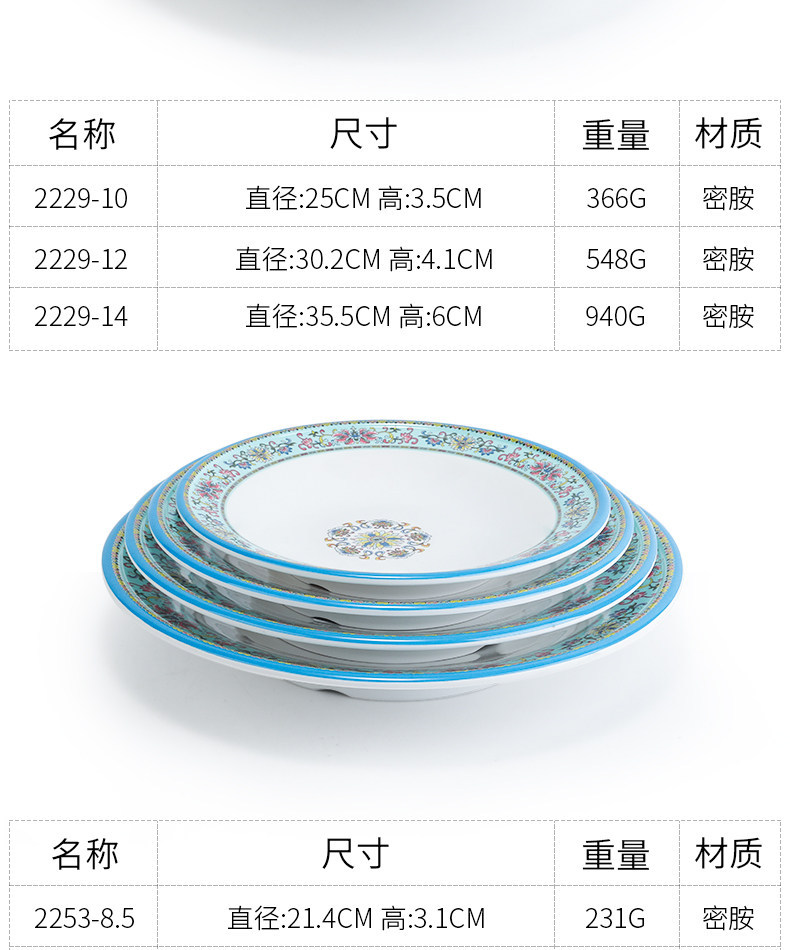 彷瓷圆形盘子创意酒店饭厅餐具密胺塑料碟子圆盘水果盘凉菜盘商用详情6