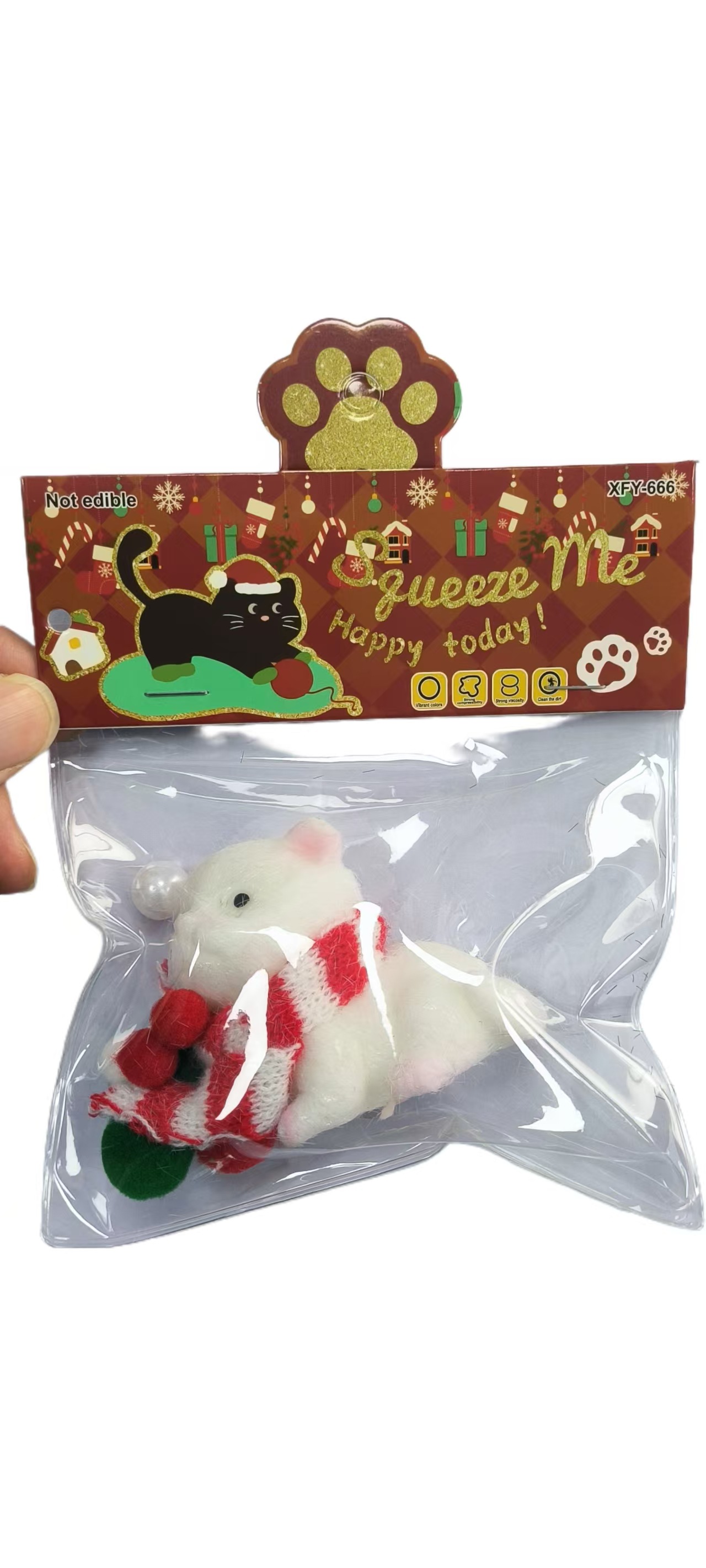 直销TPR软胶毛绒实心小猫捏捏乐黑猫白猫萌宠大团子卡通减压玩具详情14