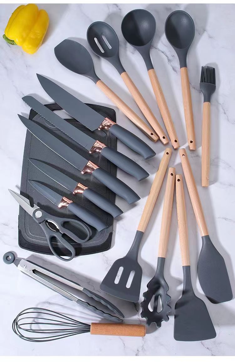 家用跨境硅胶厨具刀具搭配厨房不锈钢厨具多功能20件套厨房套装详情23