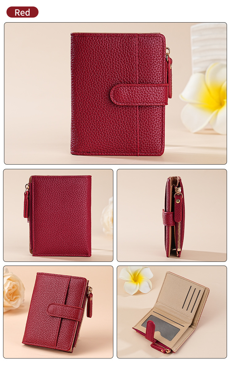 新款女士钱包短款跨境时尚卡包女高级感气质两折多卡位拉链零钱包详情12