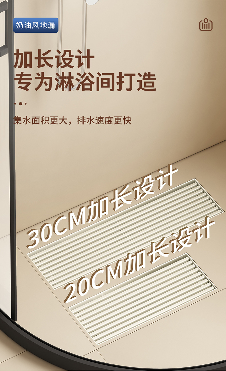Cream-style floor drain, milky white, suitable for bathrooms, shower rooms, sewers, anti-odor and anti-insect, and washing machines pic 11